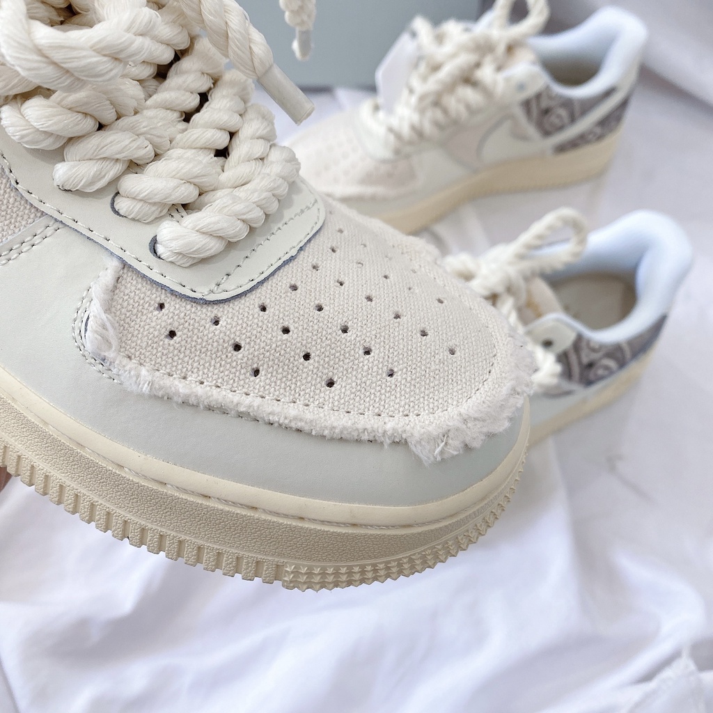 Giày thể thao Nike AF1 cavans Tu Big Bang dây thừng, Giày air force 1 dây trạc thổ cẩm phối độc lạ nam nữ hot trend 2022