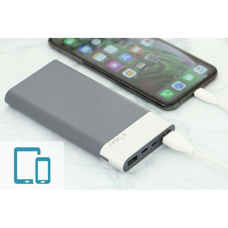 Pin sạc dự phòng Polymer 10.000 mAh Lightning eSaver PJ JP188 Xám CHÍNH HÃNG TGDD