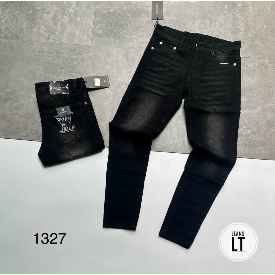 Quần jean nam đen chất bò CAO CẤP túi in họa tiết,form đẹp,vải dày,bền màu-AHFASHION