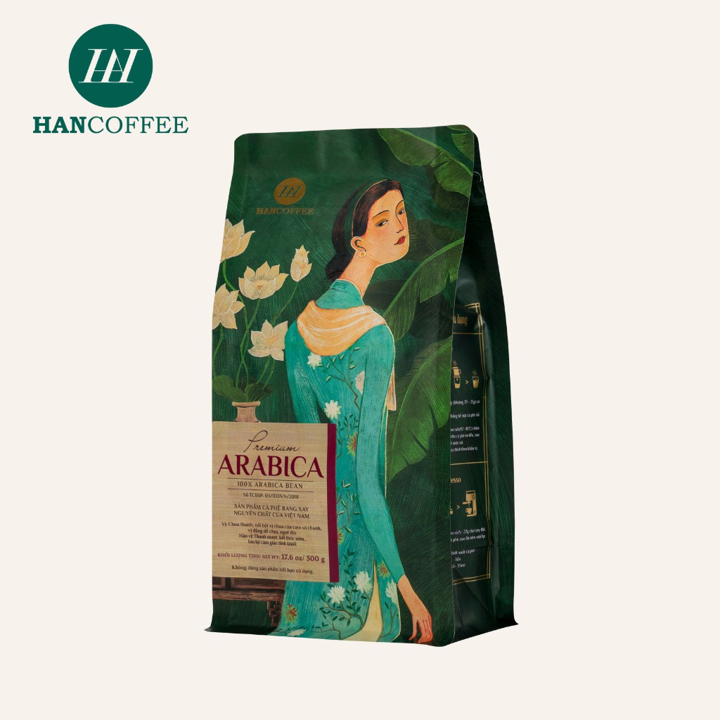 Cà Phê Arabica Pha Máy, Cà Phê Espresso Rang Hạt Mộc HANCOFFEE Premium  Mùi Vị Chua Thanh, Đắng, Ngọt Nhẹ Túi 500g