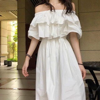 Đầm Trễ Vai Trắng Siêu Xinh