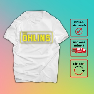 Áo thun Ohlins chữ đen - in thấm vào sợi vải, không bong tróc, không phai màu khi giặt