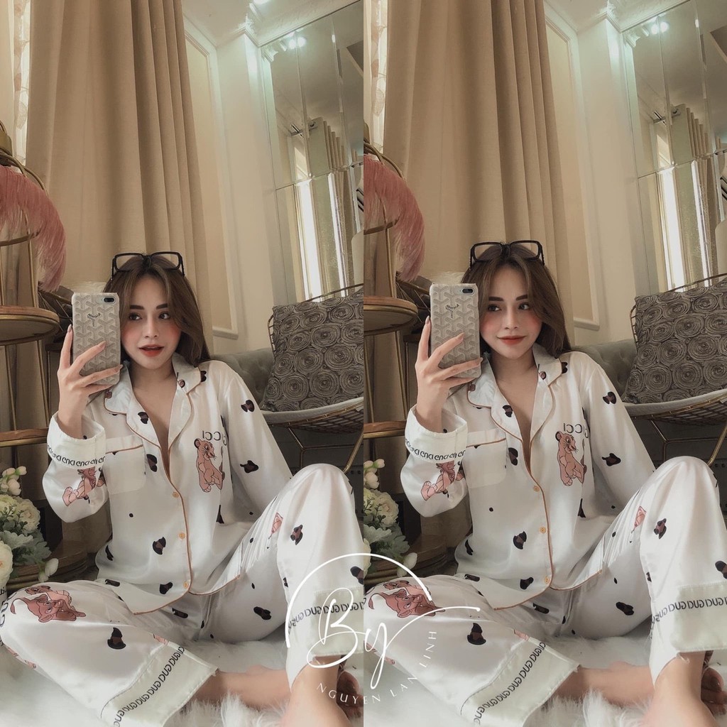 Đồ bộ pijama♛Bộ lụa satin GG hàng cao cấp mẫu mới nhất | BigBuy360 - bigbuy360.vn