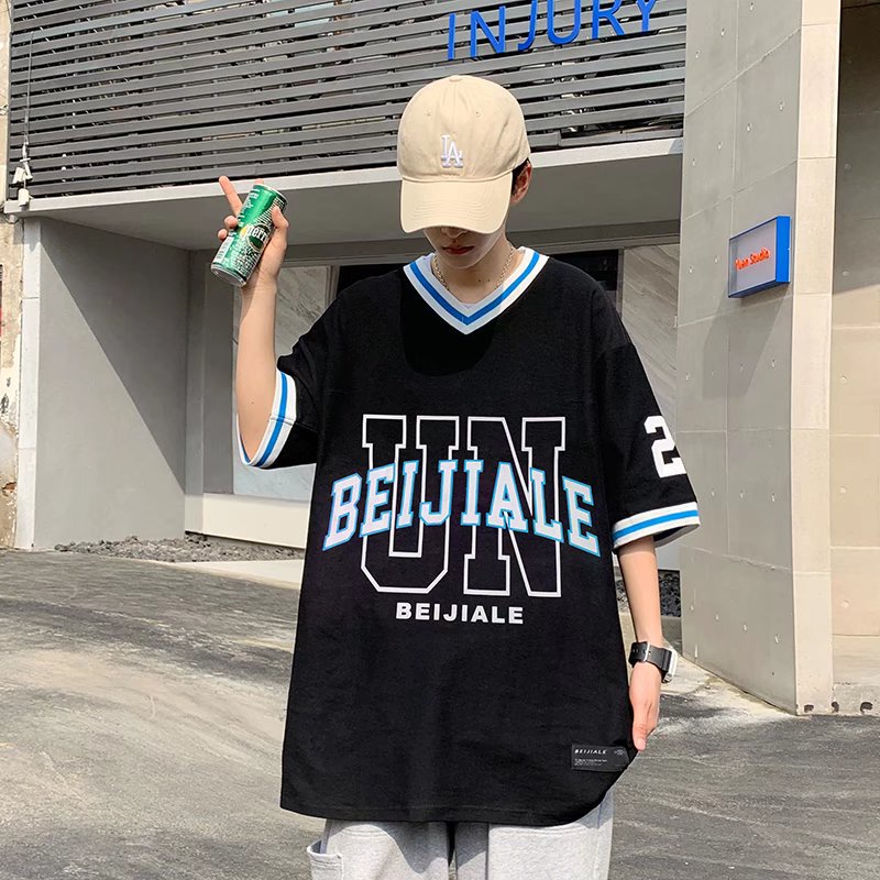 Áo Thun Nam Ngắn Tay In Chữ Phong Cách Hip hop Năng Động