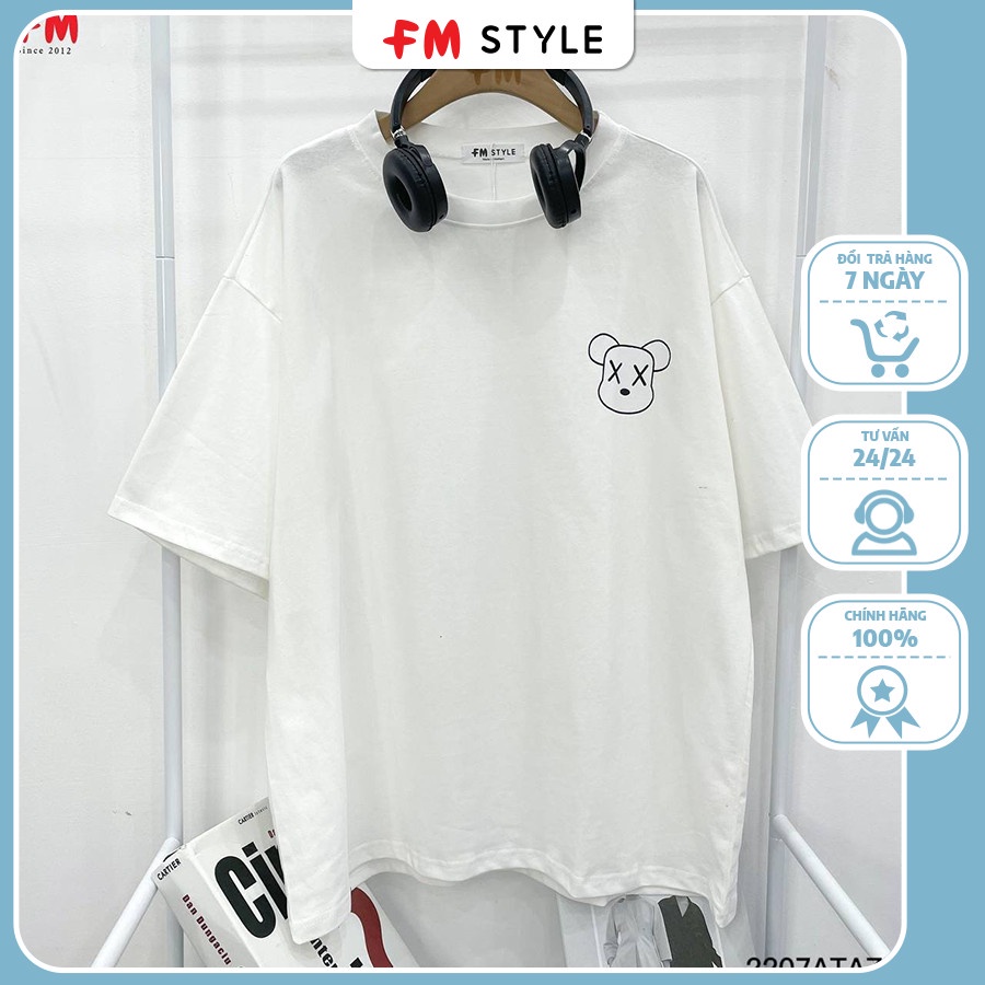 Áo thun form rộng nam nữ | Áo thun ngắn tay in hình mặt gấu chất cotton mềm mại | Fmstyle Shop 20730