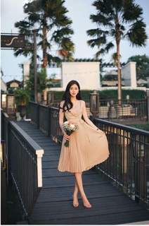 ( DỊU DÀNG) Đầm lụa xếp ly chân xoè - lụa đẹp
