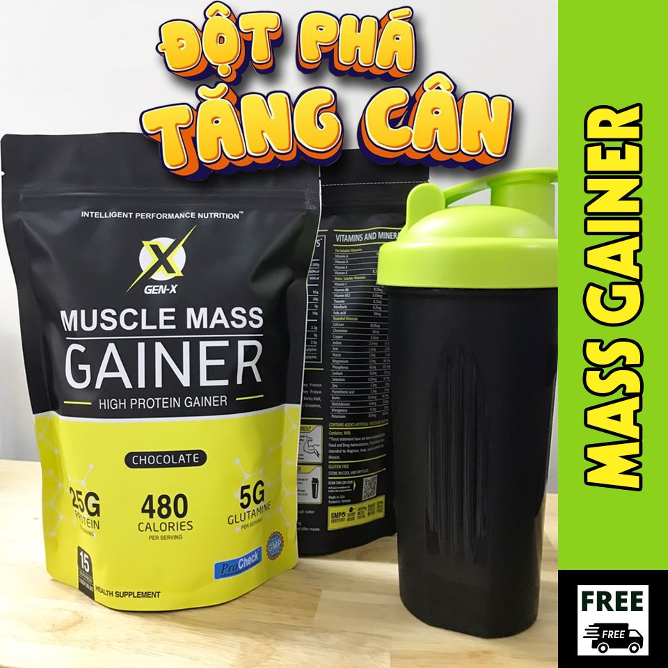 (COMBO 2 túi + Tặng bình lăc) Sữa Tăng Cân Tăng Cơ - Muscle Mass Gainer Gen-X