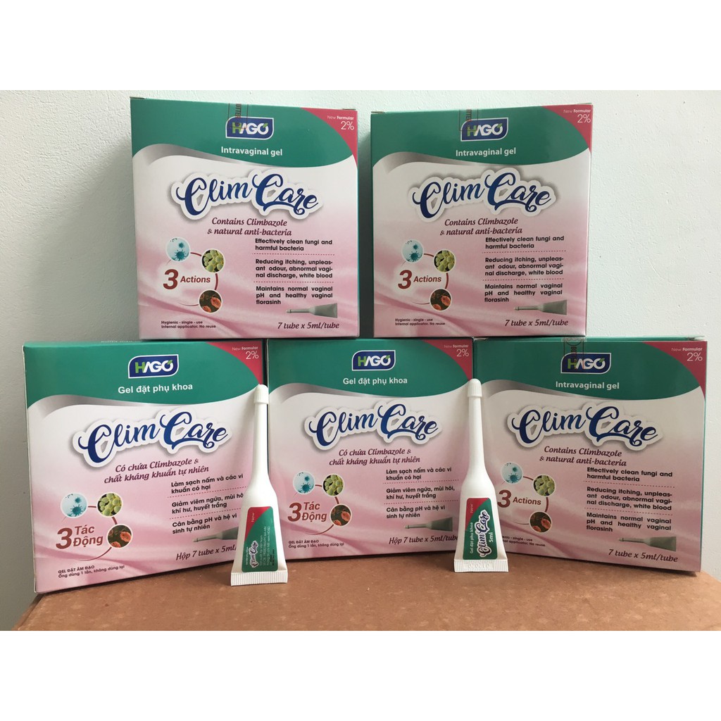 Gel Đặt Phụ Khoa Phụ Nữ ClimCare HAGO Làm Sạch Vùng Kín Hộp 7 Tube 5ml - chính hãng