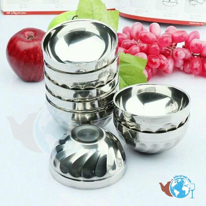 Chén bát ăn INOX kiểu xoắn tiện lợi MS14