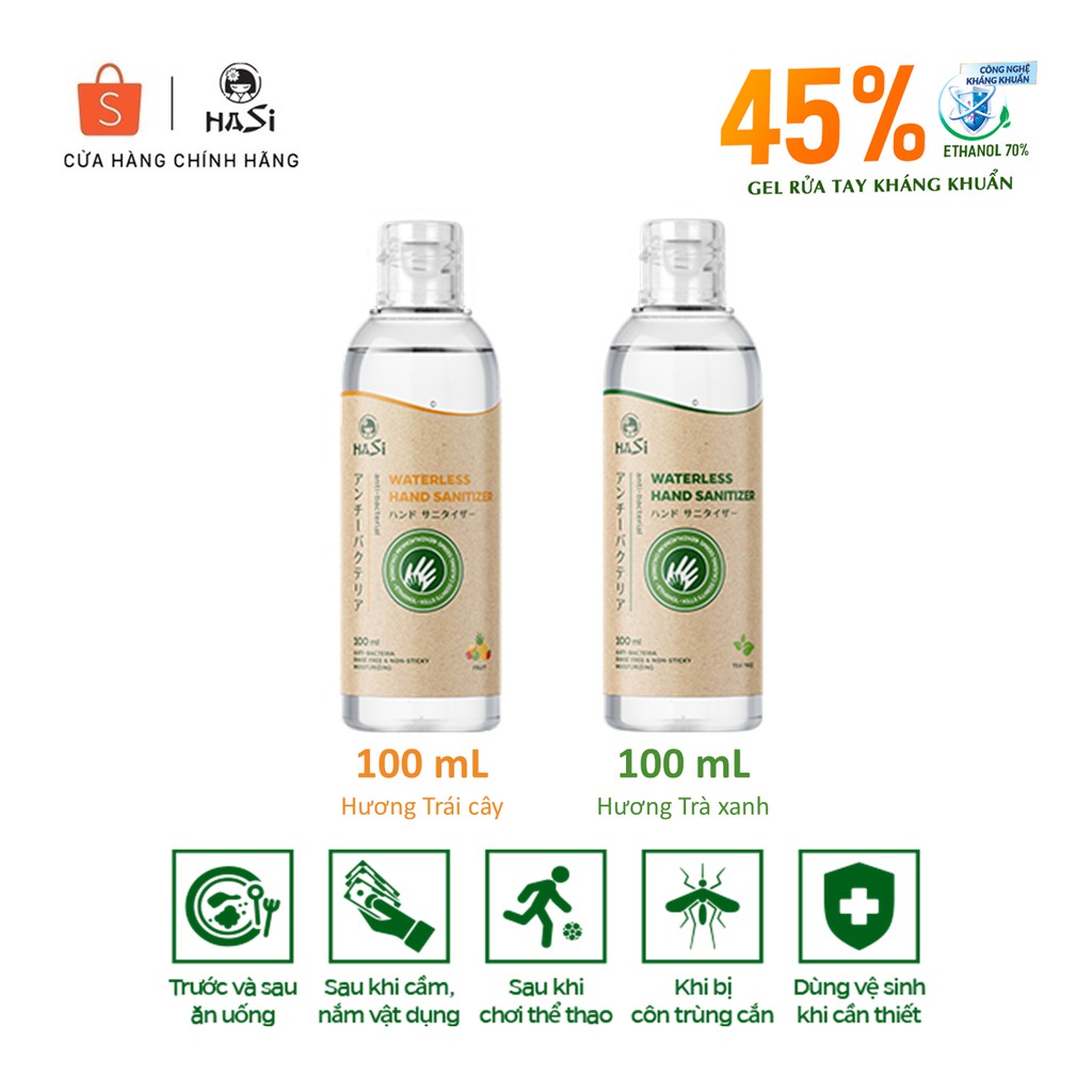 [CHÍNH HÃNG] GEL RỬA TAY KHÔ KHÁNG KHUẨN HASI KOKESHI 100ML bỏ túi