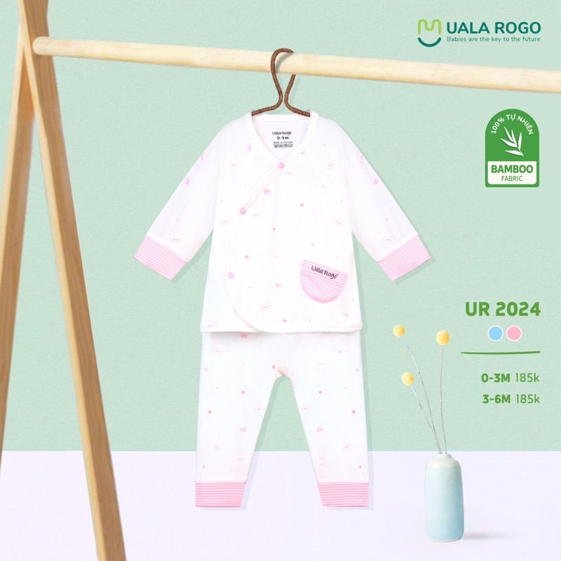 Bộ Quần Áo Sơ Sinh Dài Tay Cài Lệch Hoạ Tiết Bamboo UalaRogo Cho Bé