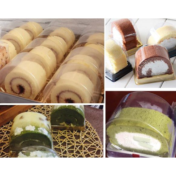 Hộp tam giác và oval đế đen đựng bánh