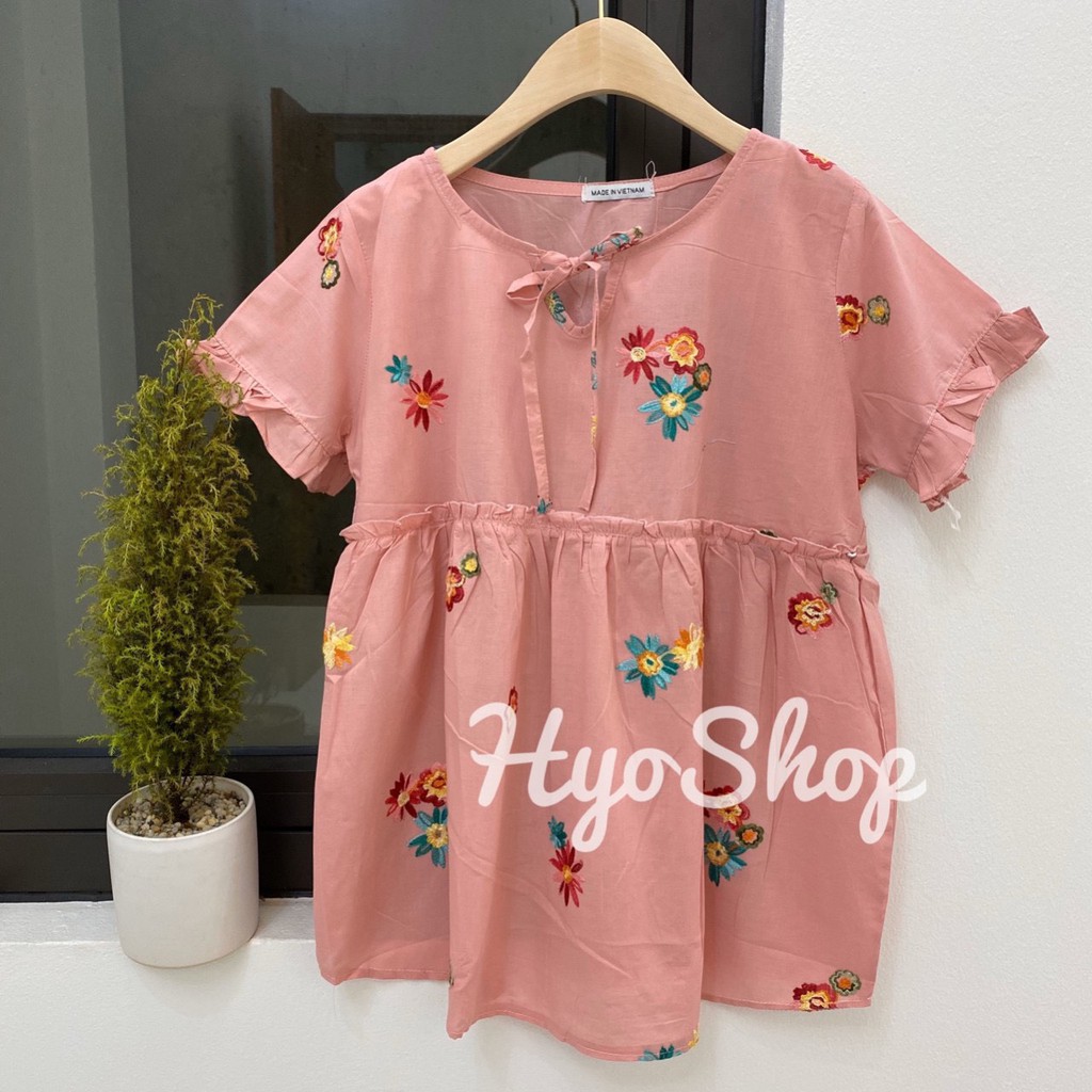 Áo Bầu Thêu Họa Tiết Hoa To Trẻ Trung Hàng Chuẩn đẹp