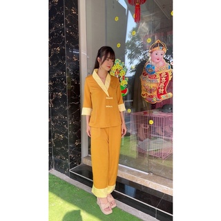 thời trang lụa cao cấp cho nữ, phối gấm đồ lam đi chùa