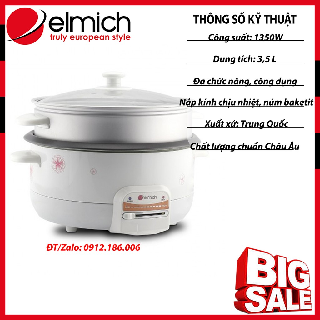 Nồi lẩu hấp điện Elmich EL3566 - Hàng chính hãng