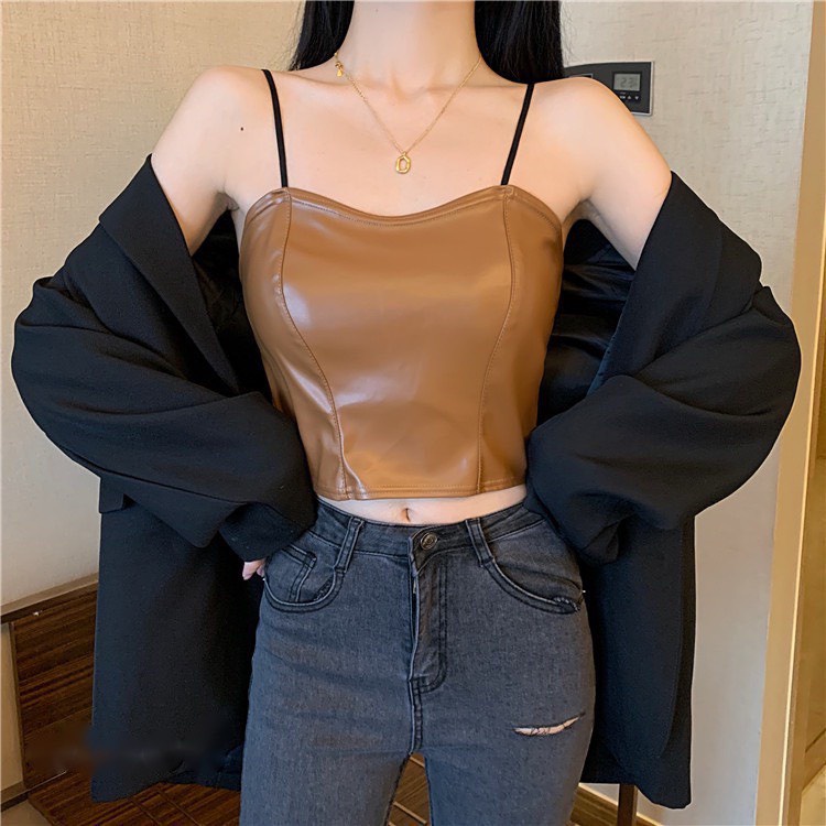 Áo Bra Nữ Chất Da Bóng Cá Tính Chun Lưng Thoáng Khí Hot Trend Sexy BB2235