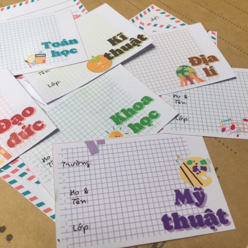 92 tem nhãn vở Vintage (in theo yêu cầu)