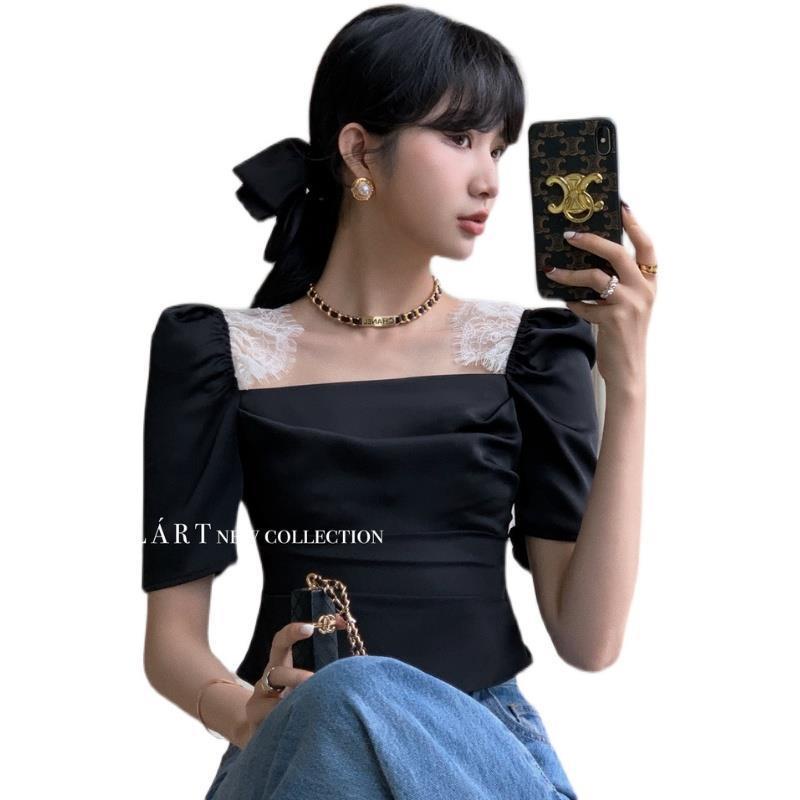 Áo Sơ Mi Chiffon Tay Phồng Xếp Ly Ôm Dáng Phong Cách Hàn Quốc Mới