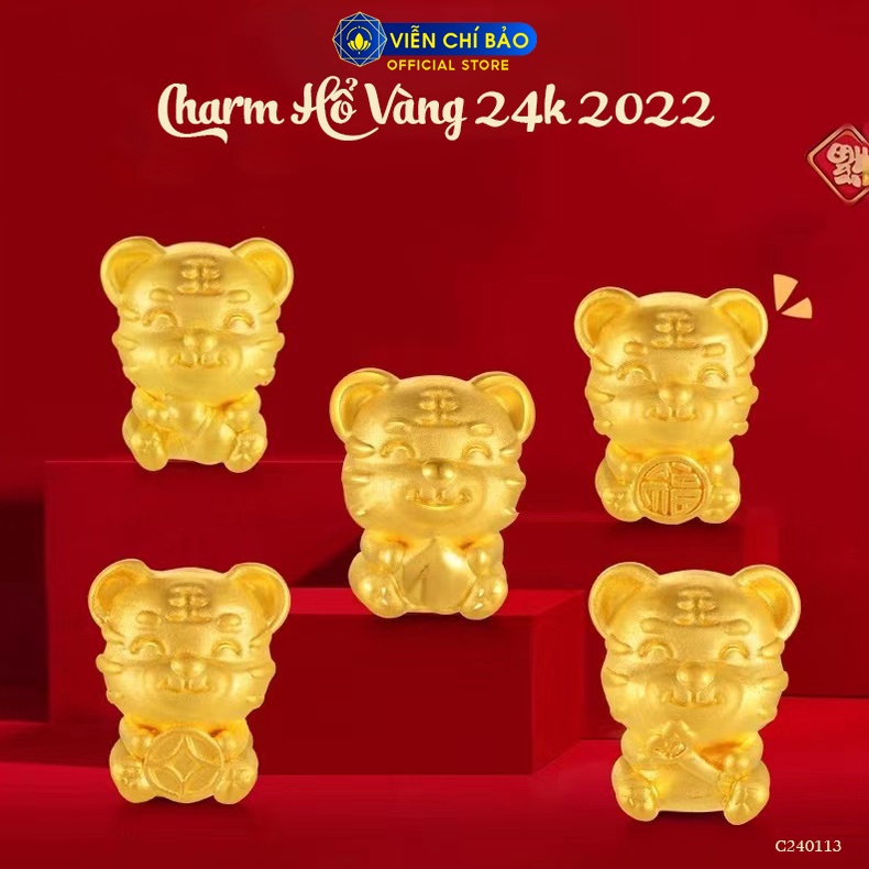 Charm gắn vòng tay Hổ chất liệu vàng 24K (1 charm) thời trang phụ kiện trang sức nữ Viễn Chí Bảo C240113