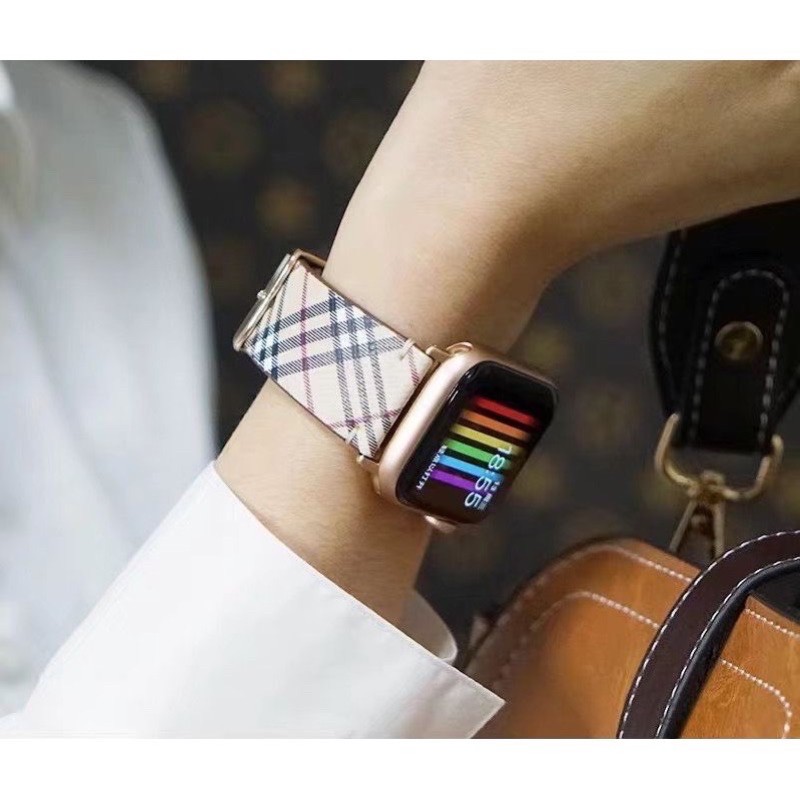 Dây đeo Lv Apple Watch Strap 38/40mm 42/44mm thiết kế thời trang bằng da mềm bền cho iWatch Series SE 6/5/4/3/2/1