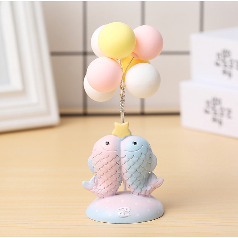 Tượng 12 cung hoàng đạo cầm bong bóng siêu xinh trưng bày decor trang trí không gian hoặc trên xe ô tô, quà tặng