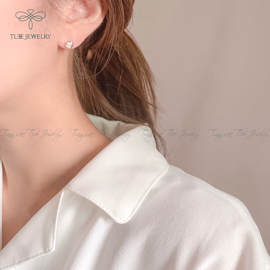 Khuyên tai bạc nữ TLEE tim phồng đơn giản NCJ B0169