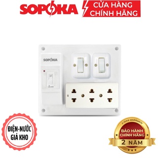 Bảng điện nổi SOPOKA BN21 3 ổ cắm, 2 công tắc,1 cầu giao