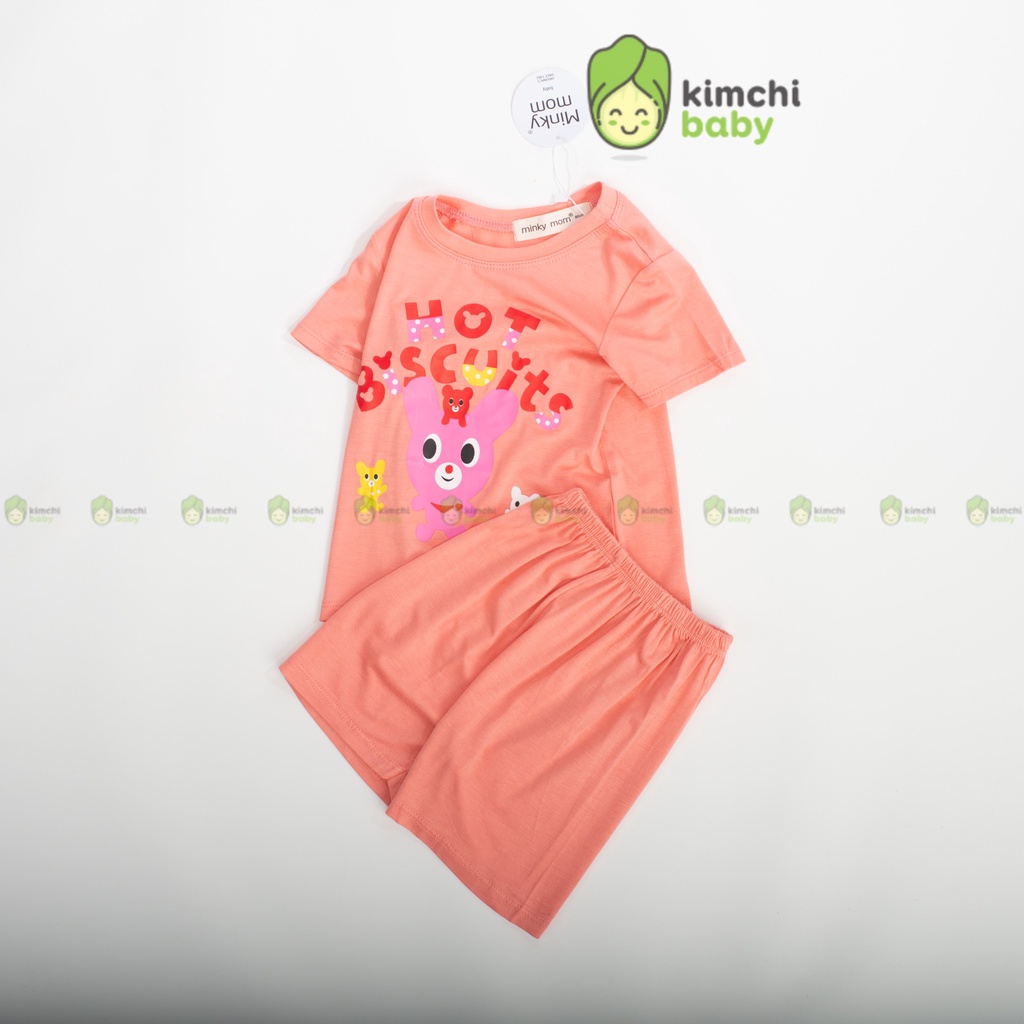 Bộ Cộc Tay Cho Bé Trai, Bé Gái Minky Mom Vải Thun Lạnh Gấu Cầu Vồng, Bộ Quần Áo Trẻ Em Mặc Nhà MKM2149