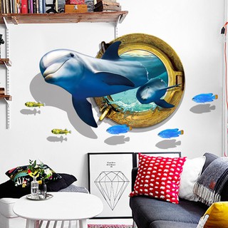 Decal dán tường cá heo 3D - DC169