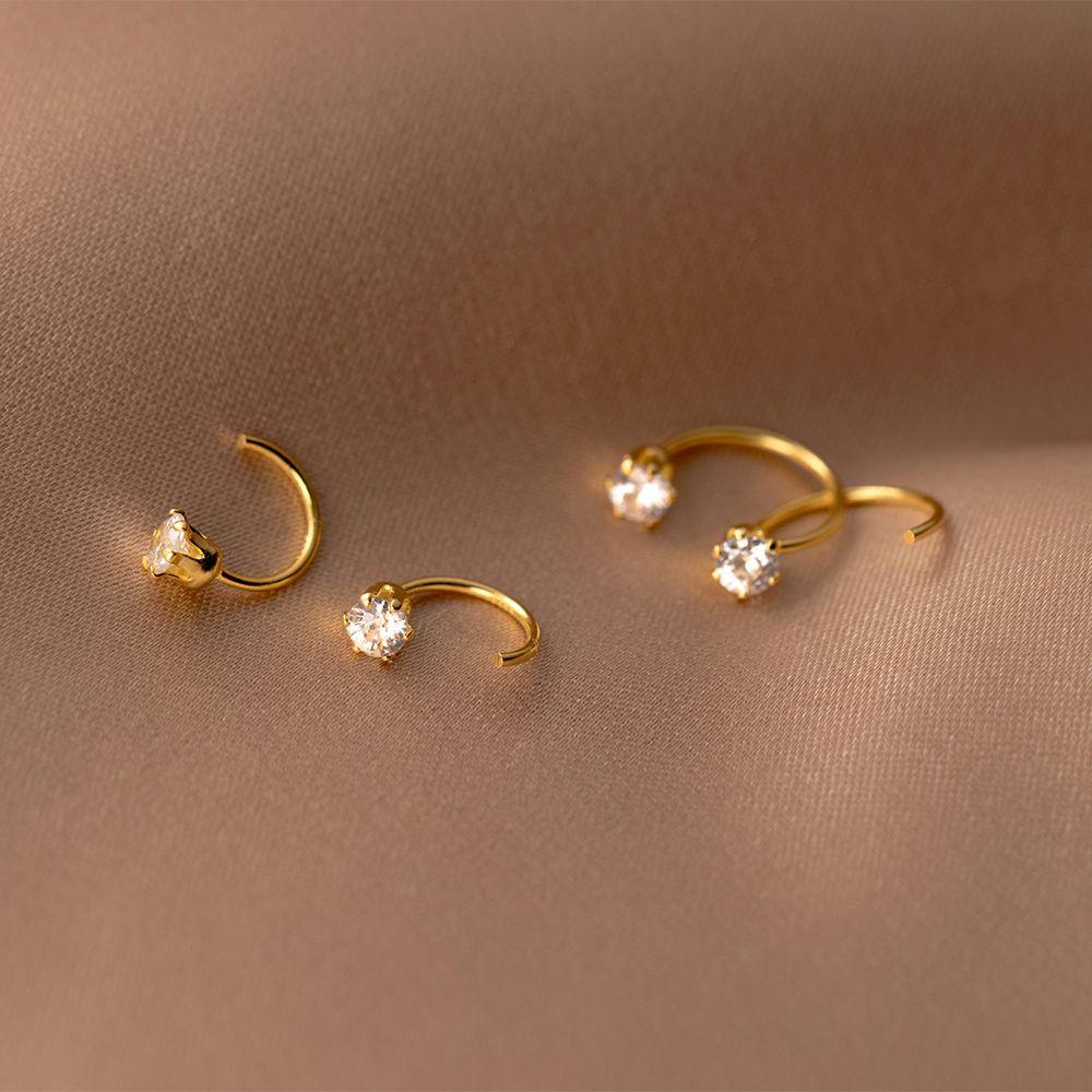 Khuyên Tai Helix Hình Chữ C Phong Cách Hàn Quốc Tối Giản Cho Nữ