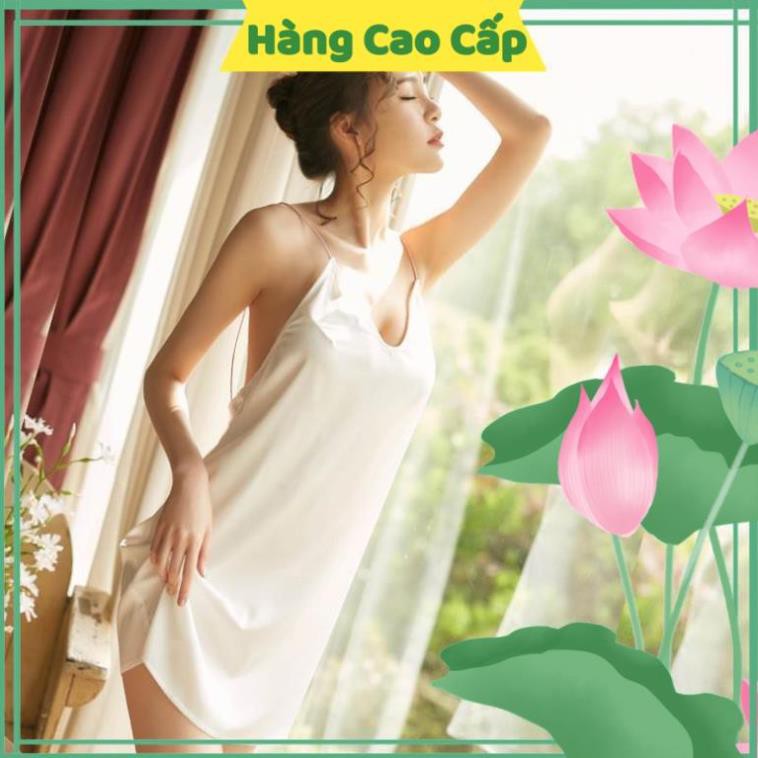 Đầm Ngủ Sexy Đầm Ngủ Dễ Thương Phi Lụa Màu Trắng Hai Dây Hở Lưng Gợi Cảm | BigBuy360 - bigbuy360.vn