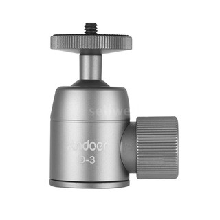 Andoer D-3 Mini Tripod Ball Head Aluminium Alloy Tripod Mount Ballhead with 1/4inch Srew 3/8inch Screw Hole 360° Rotatin