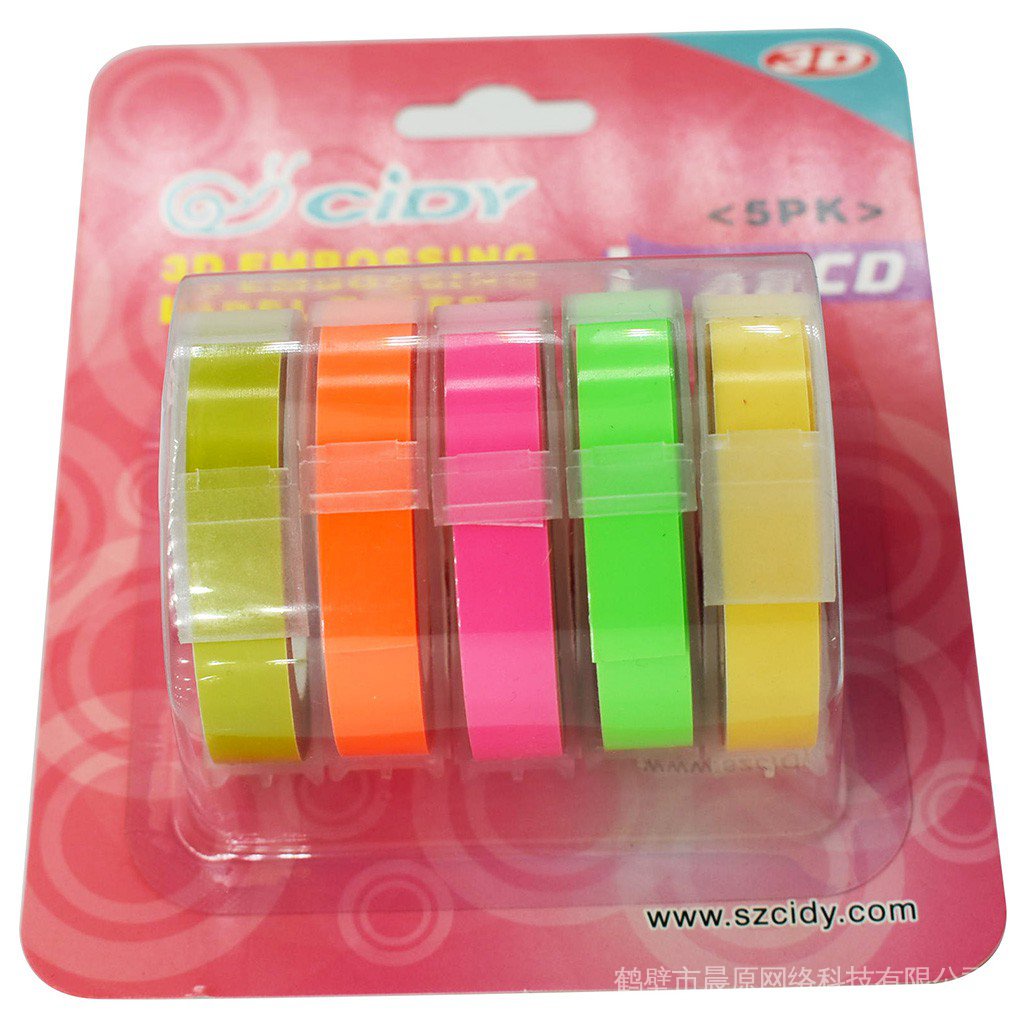 Bộ 5 Cuộn Băng Dập Nổi 3D Cho Máy In DYMO MOTEX 9mmx3m