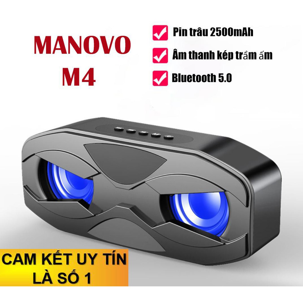 Loa Bluetoot 5.0 MANOVO M4 âm thanh sống động - Có hỗ trợ thẻ nhớ (Tặng jack cắm)