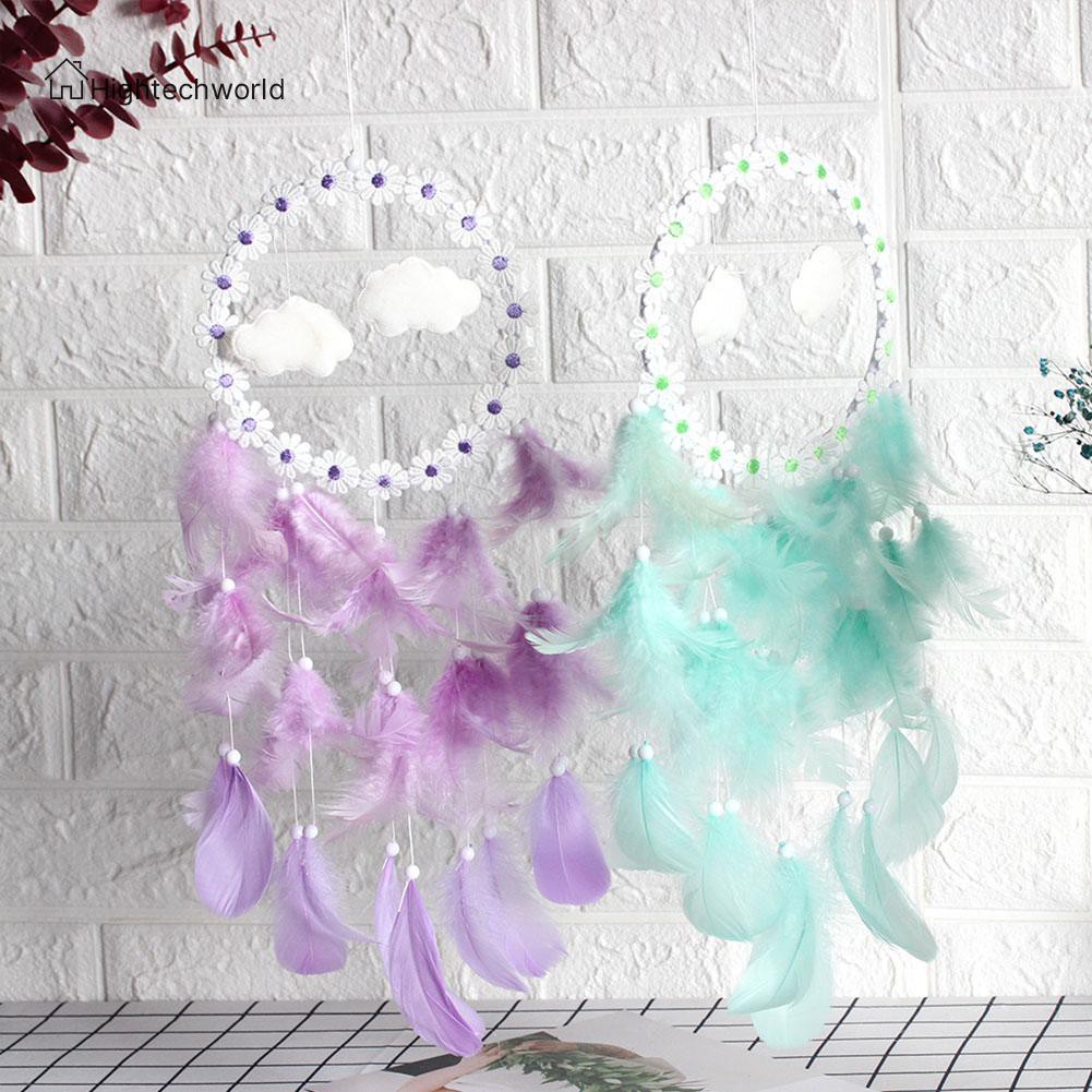 Dreamcatcher đèn LED đám mây hoa lông vũ trang trí phòng ngủ quà tặng sinh nhật