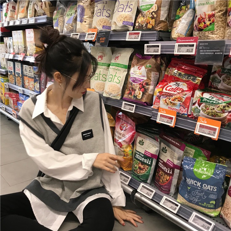 Xiaozhainv Áo sát nách cổ chữ V hoạ tiết thêu thiết kế dáng rộng hợp thời trang | BigBuy360 - bigbuy360.vn