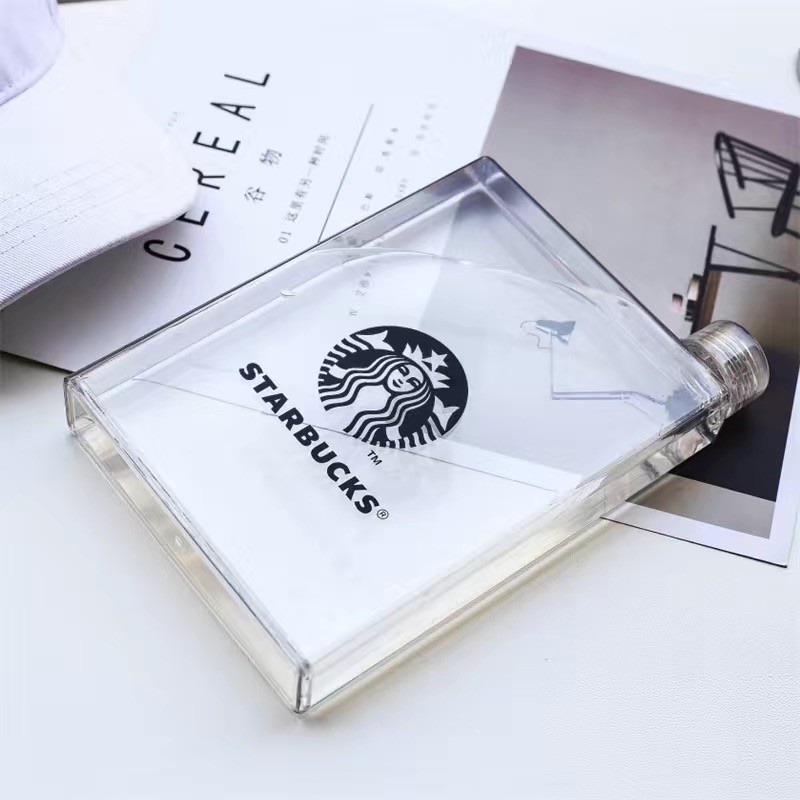 Cốc Nhựa Phẳng Đựng Nước Starbucks A5 500ml Sáng Tạo Cho Học Sinh Hoạt Động Ngoài Trời