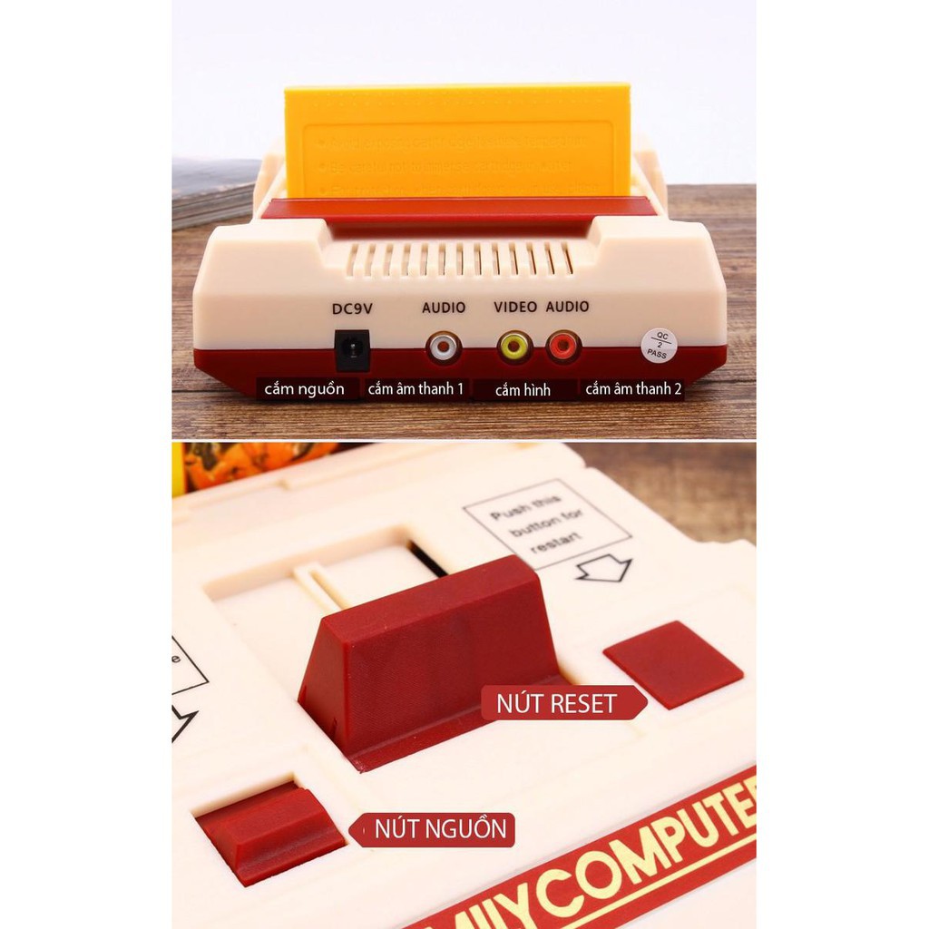 Máy chơi game 4 nút FamilyComputer Kèm băng 132 trò + 500 trò trong máy - Hot 8 bit ngày xưa