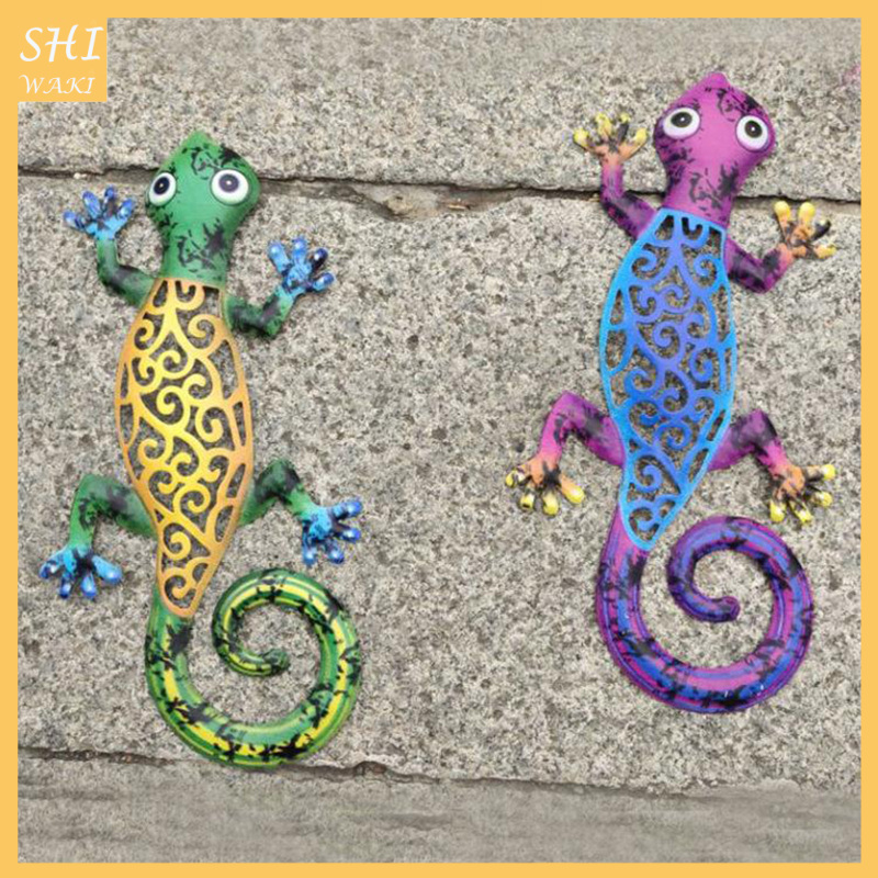 [In Stock]2xWall Hanging Gecko Artworkd Decorative Lizard Outdoor Garden Decor  Blue