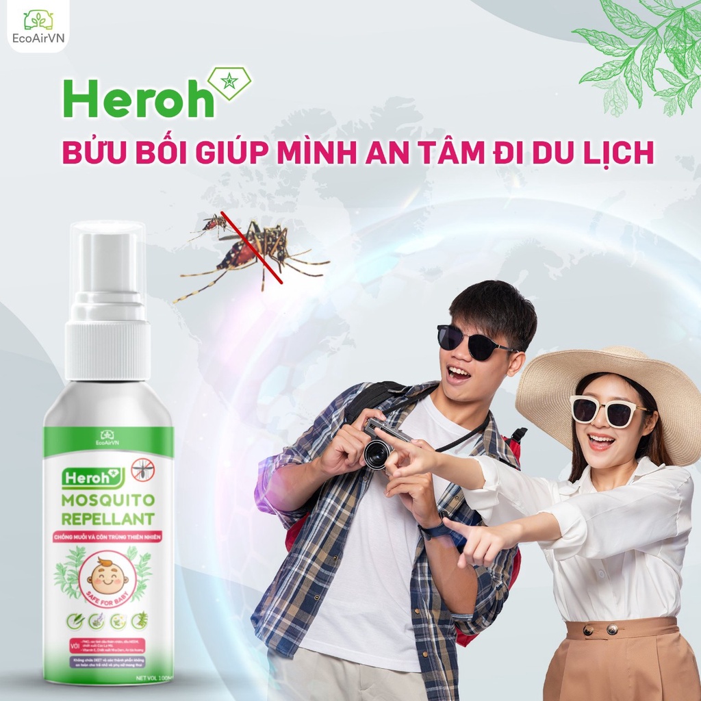 Xịt chống muỗi và côn trùng Mosquito Repellant EcoAirVn LifetechGroup dung tích 100ml