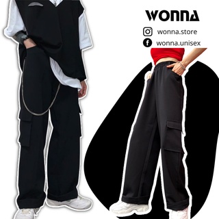 (KÈM ẢNH THẬT) Quần Ống Rộng Form Suông Nam Nữ Đen Túi Hộp Ulzzang Unisex Form Rộng Oversize Hàn Street Style