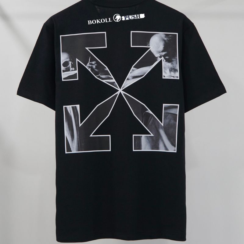 Áo thun unisex  OFF-White Caravaggio Arrow phong cách STREET WEAR nam nữ form rộng vải cotton 100% Bestquality