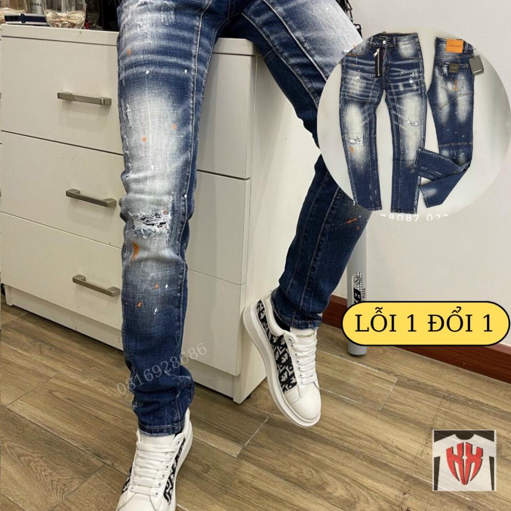 Quần Jean Nam ống Côn DSQ Khóa Đẹp-Quần Bò Côn Nam Rách Vải Cao Cấp Không Phai, Họa Tiết Rách Hot Nhất-KXSHOPMEN-8087 *