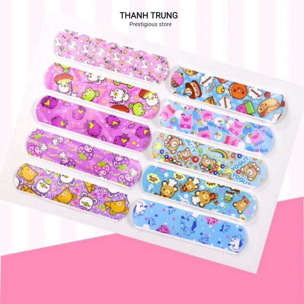 Hộp 100 urgo cá nhân sticker hoạt hình dễ thương,Băng dán y tế, miếng dán vết thương, băng gâu cute trẻ em