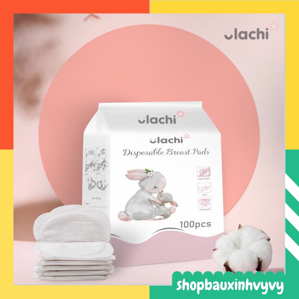 Miếng lót thấm sữa Ulachi 100 miếng và 30 miếng cao cấp siêu mỏng, siêu thấm, siêu dính, an toàn cho da mẹ