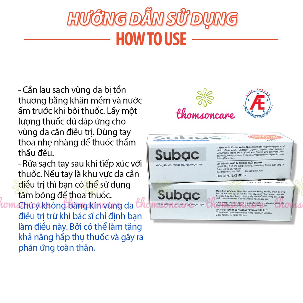 Kem Su bạc - Subac chứa nano bạc và thảo dược, cho bé bị thủy đậu, chân tay miệng