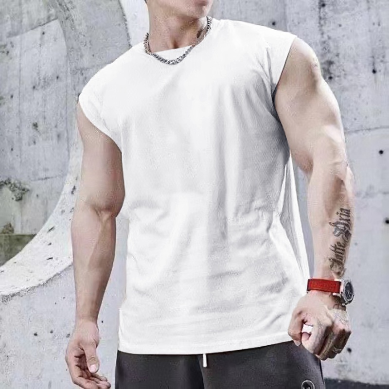 Áo Thun Lưới Màu Trắng Trơn Mới Tập Gym Thể Hình Cho Nam