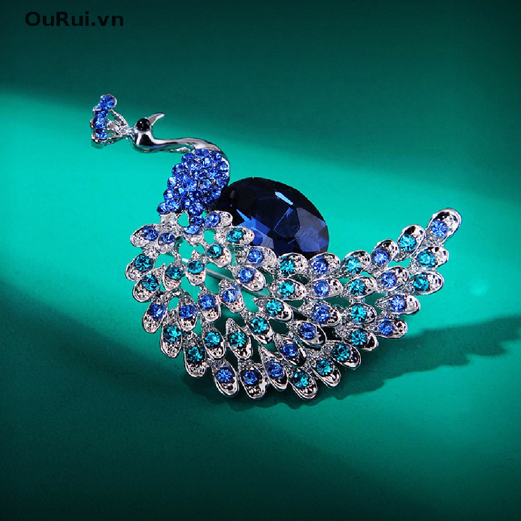 Ghim Cài Áo Hình Chim Công Đính Đá Sang Trọng
