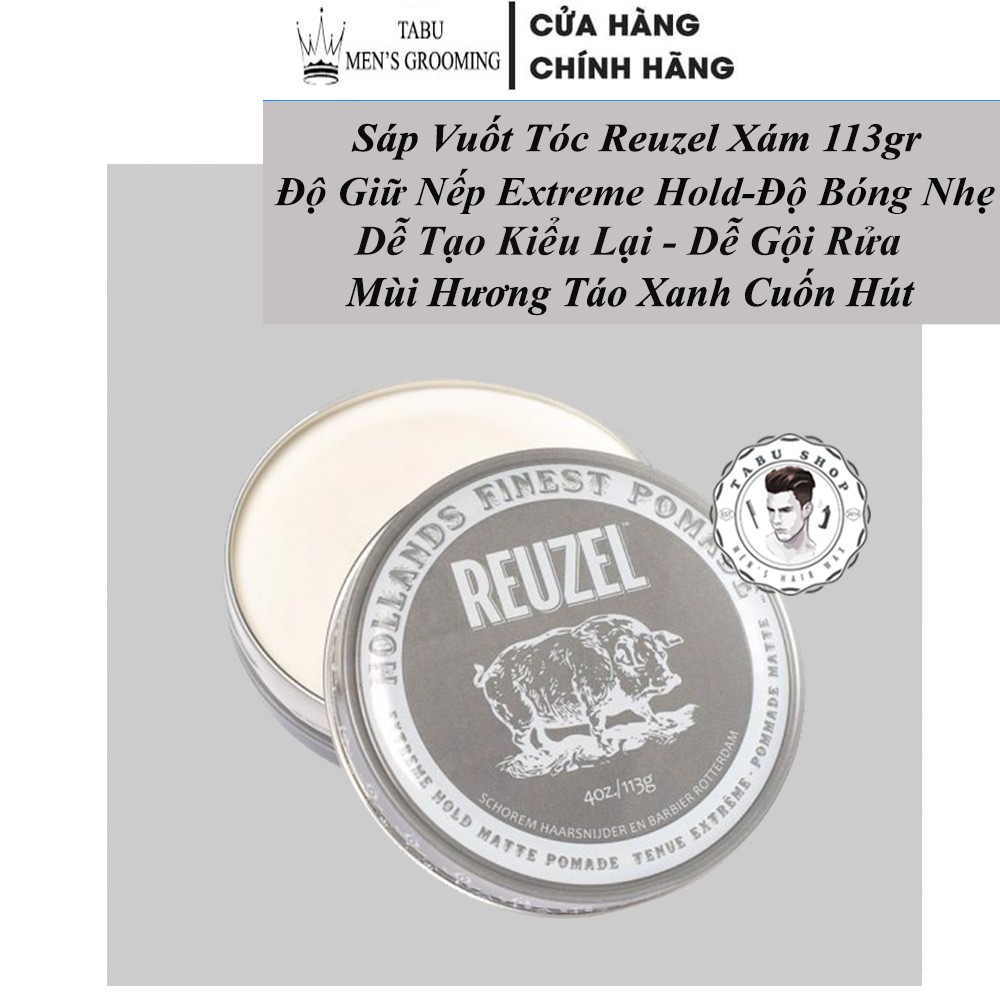 Sáp vuốt tóc Reuzel Extreme Hold Matte Pomade 113gr - Pomade vuốt tóc Reuzel Xám 113gr