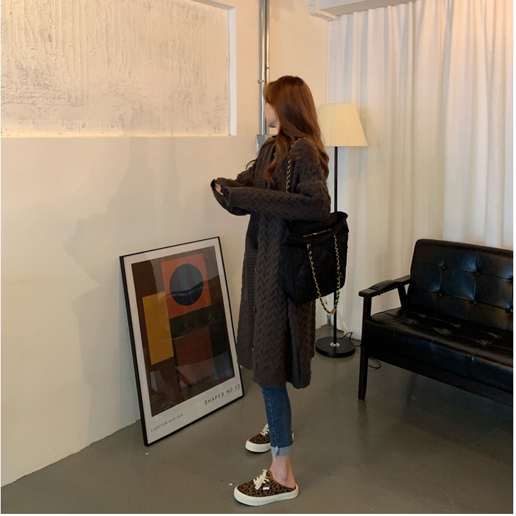 Áo Khoác Cardigan Dệt Kim Dáng Rộng Phong Cách Hàn Quốc Thời Trang Thu Đông Mới Cho Nữ